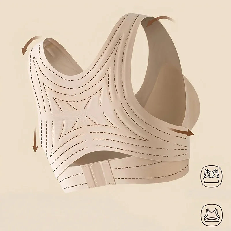 Posture Support Bra Women Front Closure Cross Back Wireless Posture Bras Full Coverage Support Push Up Bralettes Posture Support