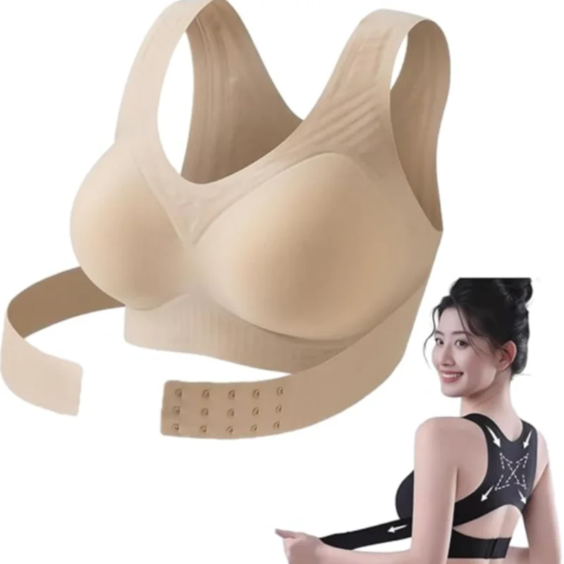 Posture Support Bra Women Front Closure Cross Back Wireless Posture Bras Full Coverage Support Push Up Bralettes Posture Support