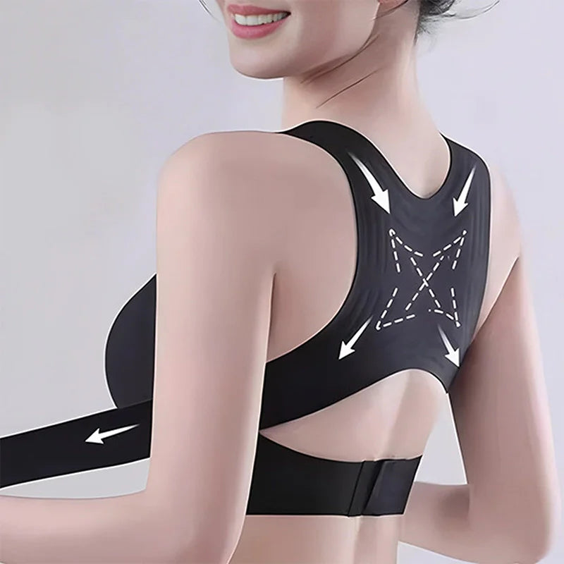 Posture Support Bra Women Front Closure Cross Back Wireless Posture Bras Full Coverage Support Push Up Bralettes Posture Support