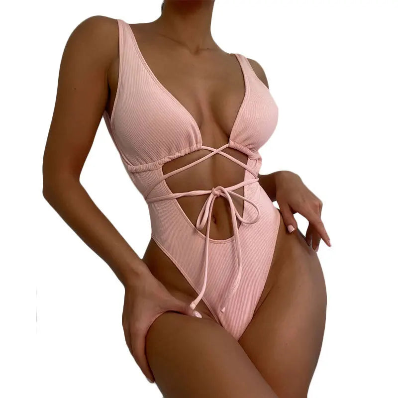 Hollow Bandage One-Piece Swimsuit